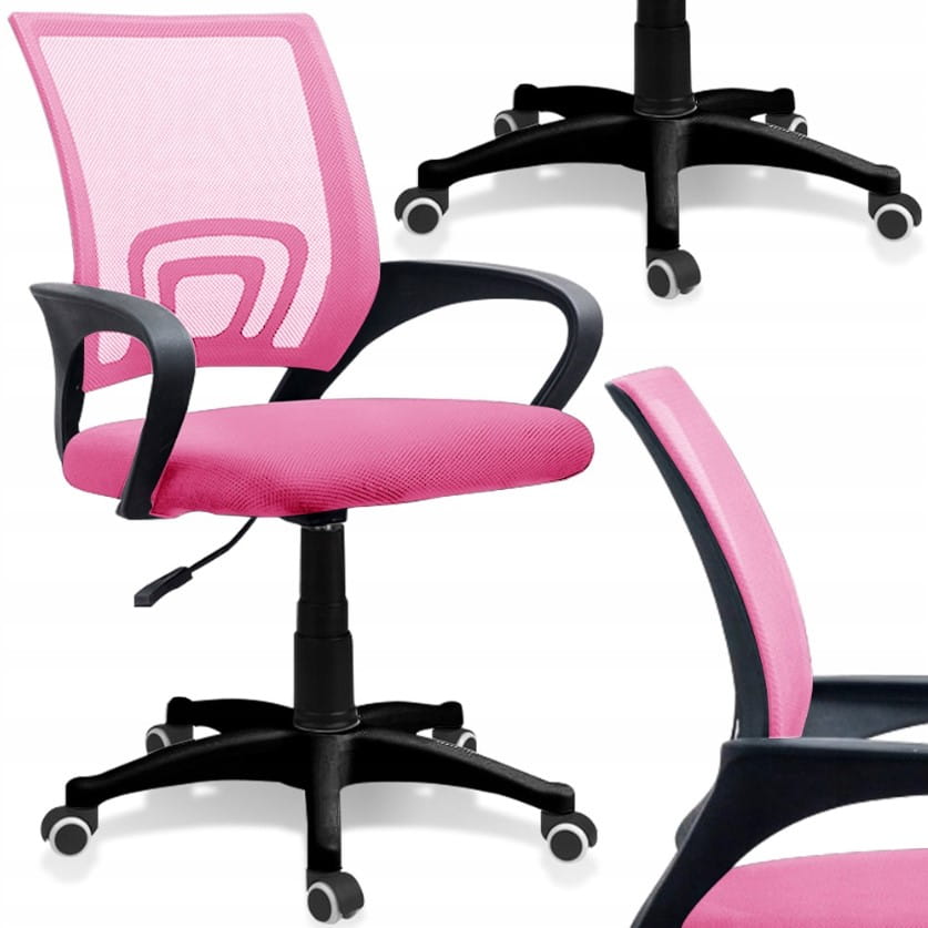 ERGONOMICZNY FOTEL OBROTOWY KRZESŁO BIUROWE ALEX RÓŻOWO-CZARNY