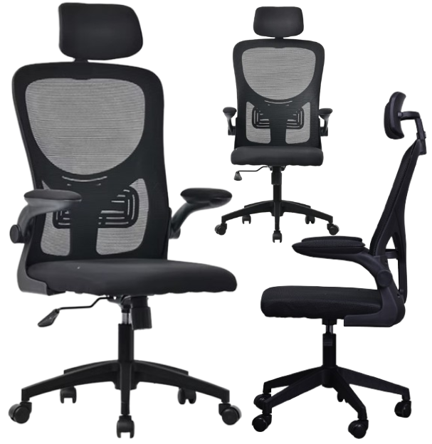 ERGONOMICZNY FOTEL BIUROWY OBROTOWY MIKROSIATKA BATI CZARNY