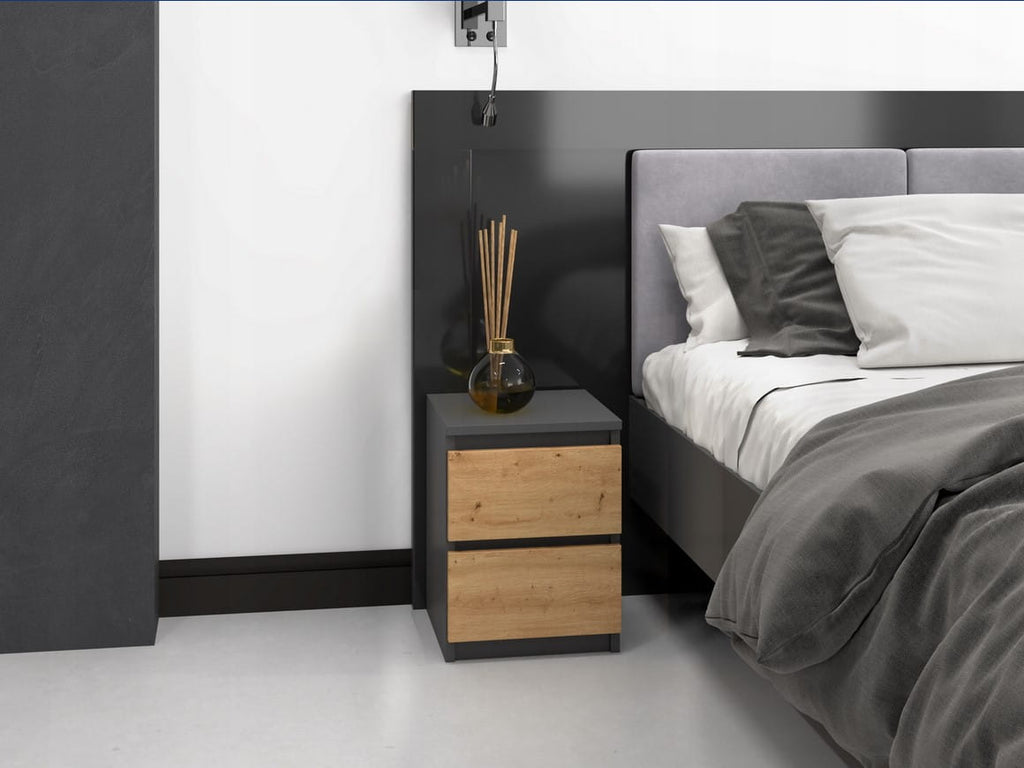 SZAFKA KOMODA STOLIK NOCNY 2 SZUFLADY SM2 ANTRACYT - ARTISAN