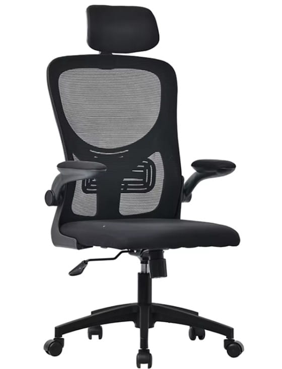 ERGONOMICZNY FOTEL BIUROWY OBROTOWY MIKROSIATKA BATI CZARNY