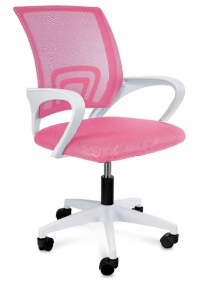 ERGONOMICZNY FOTEL OBROTOWY KRZESŁO BIUROWE ALEX RÓŻOWO-BIAŁY RÓŻOWY