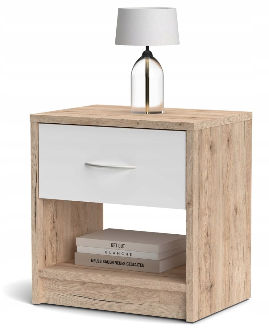 SZAFKA KOMODA STOLIK NOCNY NAKA SONOMA - BIEL