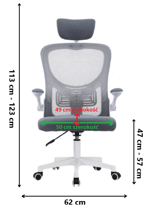 ERGONOMICZNY FOTEL BIUROWY OBROTOWY MIKROSIATKA BATI SZARY