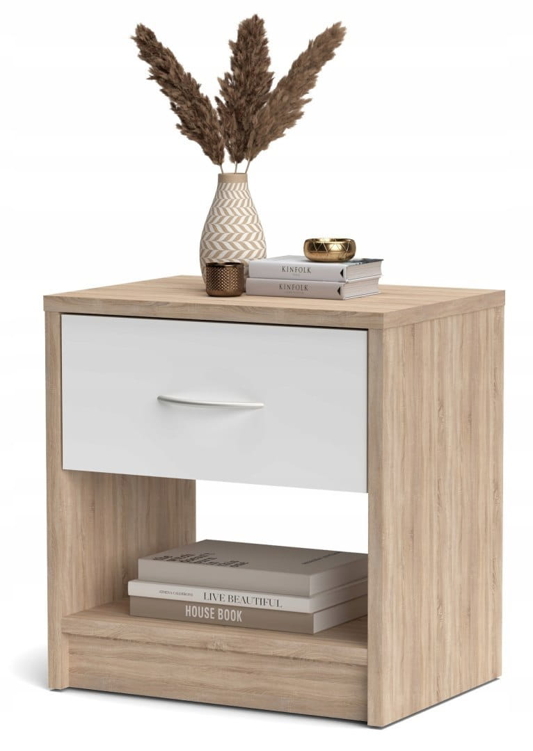 SZAFKA KOMODA STOLIK NOCNY NAKA SONOMA - BIEL