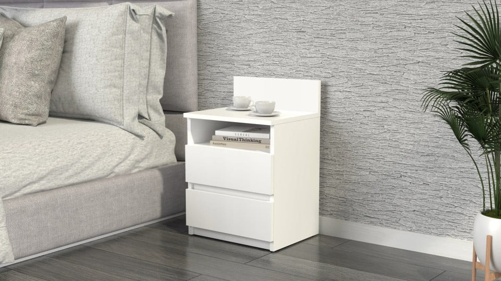 SZAFKA NOCNA 2 SZUFLADY KOMODA STOLIK SM1 BIEL