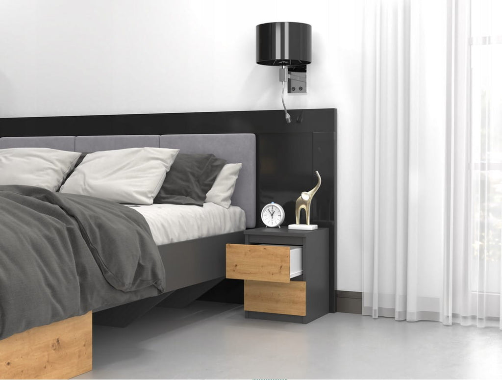 SZAFKA KOMODA STOLIK NOCNY 2 SZUFLADY SM2 ANTRACYT - ARTISAN