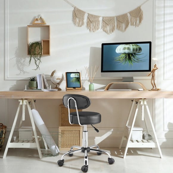 HOKER FRYZJERSKI KRZESŁO KOSMETYCZNE TABORET FOTEL REGULOWANY Z OPARCIEM