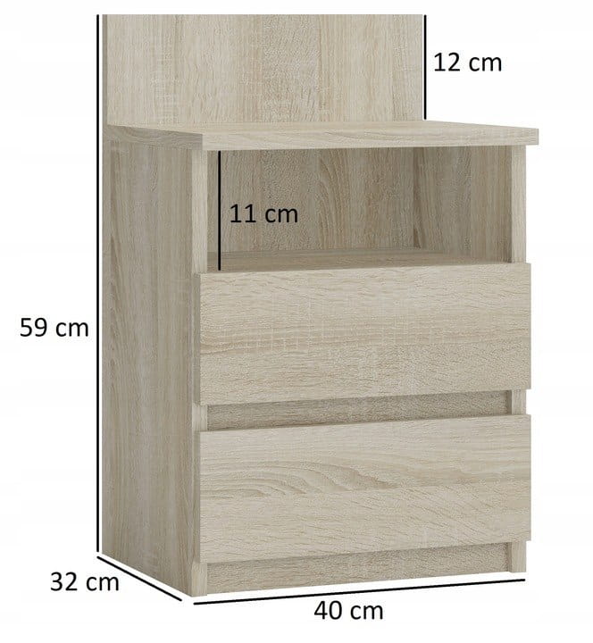 SZAFKA NOCNA 2 SZUFLADY KOMODA STOLIK SM1 SONOMA