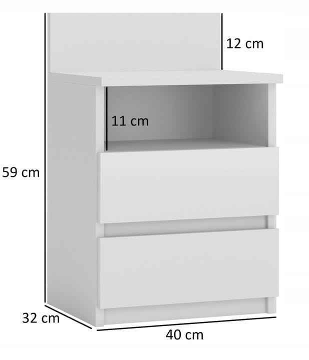 SZAFKA NOCNA 2 SZUFLADY KOMODA STOLIK SM1 BIEL