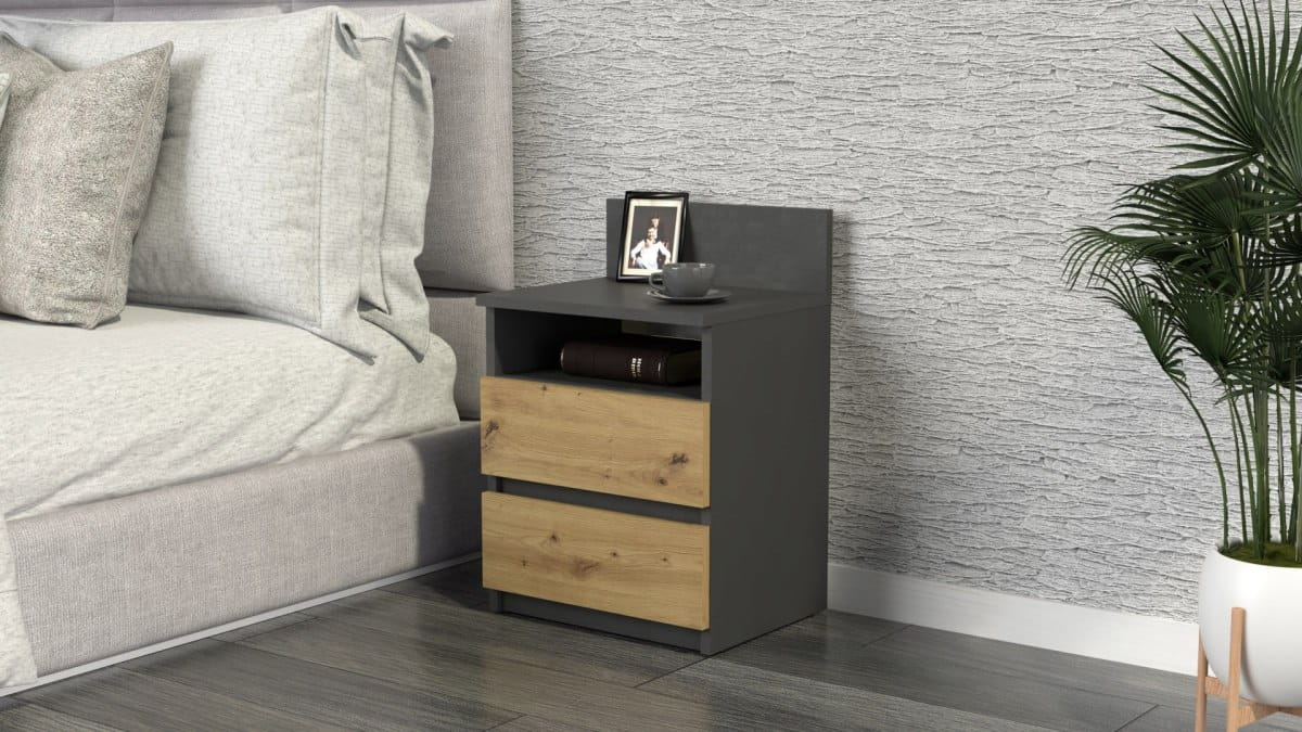 SZAFKA NOCNA 2 SZUFLADY SM1 ANTRACYT-ARTISAN