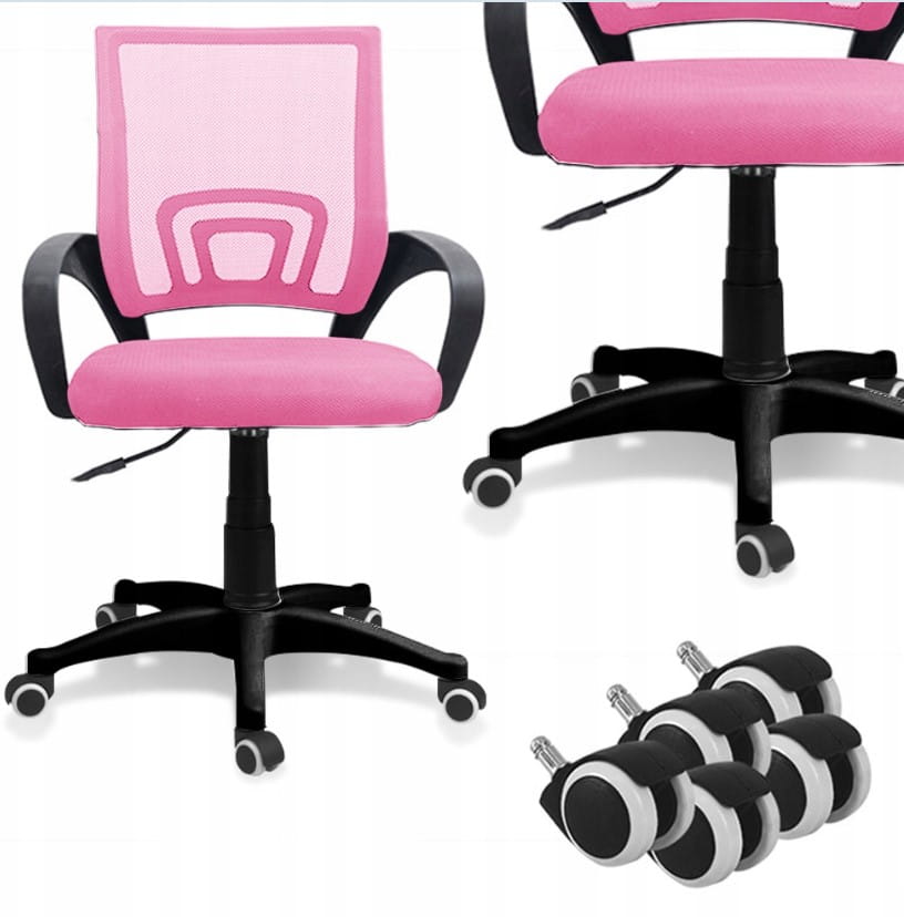 ERGONOMICZNY FOTEL OBROTOWY KRZESŁO BIUROWE ALEX RÓŻOWO-CZARNY